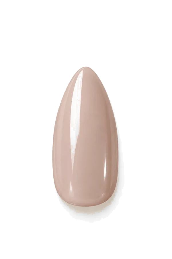 Uña Gel-X nude, almendra, brillante